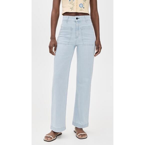 ASKK NY Sailor Pants Light Wash Wide Leg Jeans In Bleachout Blue - Picture 4 of 12